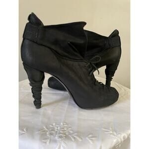 Platform Black Suede Handmade in Italy Ankle Boot Dusica Steampunk Goth Sz 36